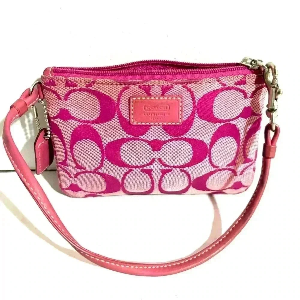 Coach vintage cc signature print  canvas wristlet wallet